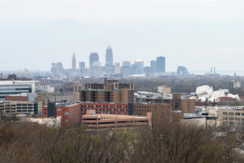 View of Cleveland from Lake View Cemetery