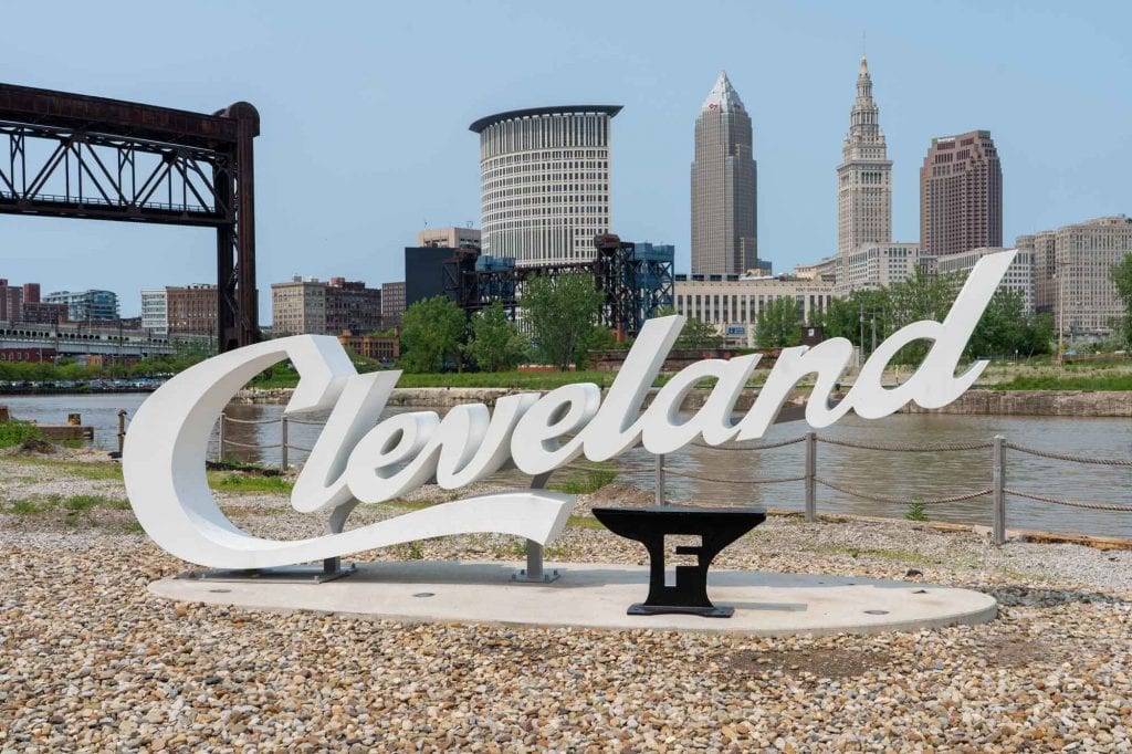 Cleveland script sign at The Foundry