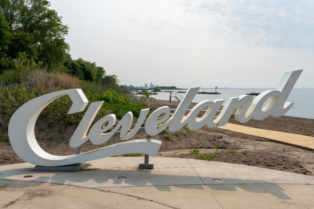 Cleveland script sign at Euclid Beach Park
