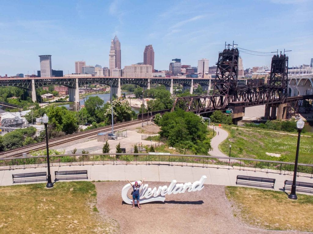 Abbey Ave Cleveland script sign by drone