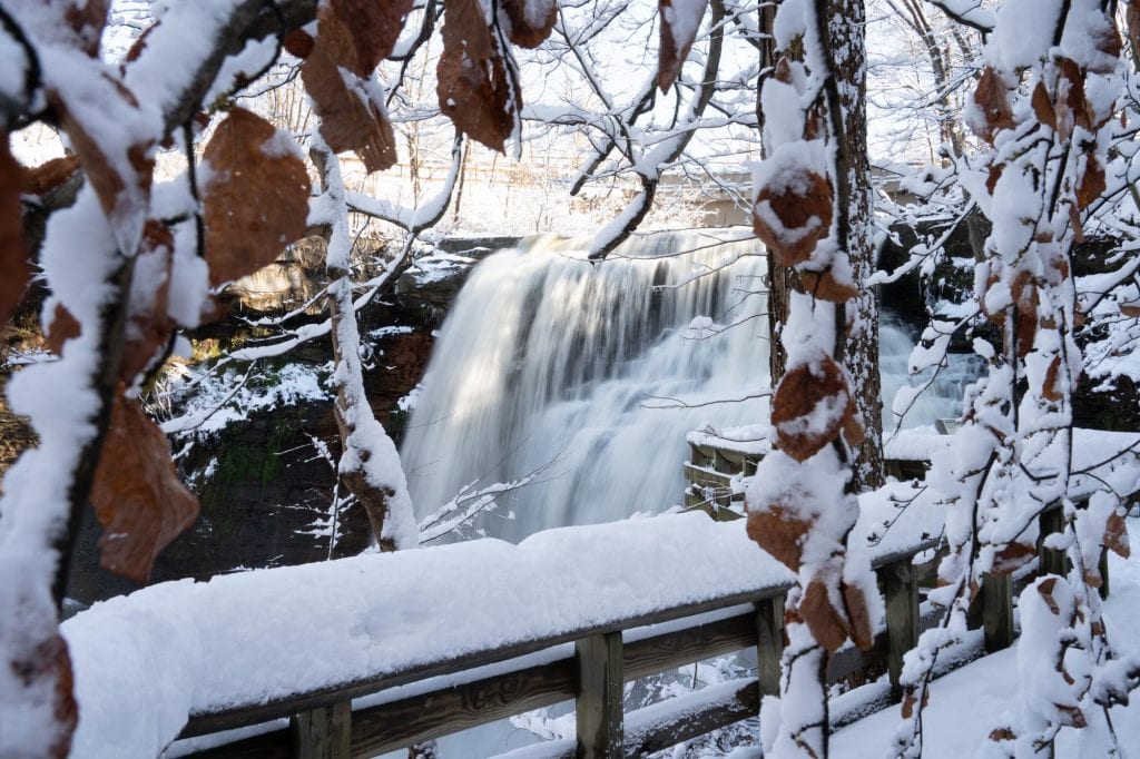 Brandywine Falls in snow