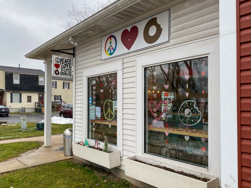 Peace, Love and Little Donuts shop.