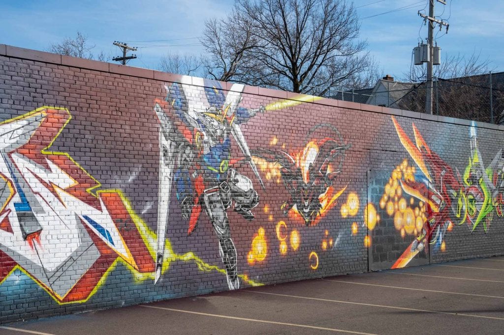 Gundam mural in Cleveland