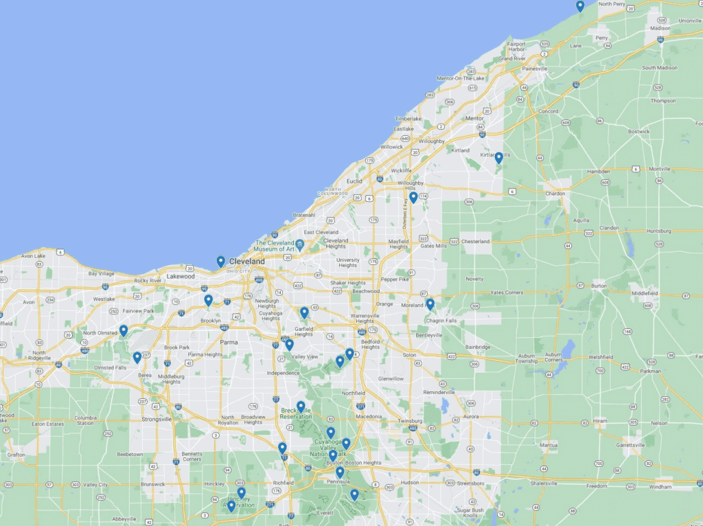 Cleveland hikes with kids map