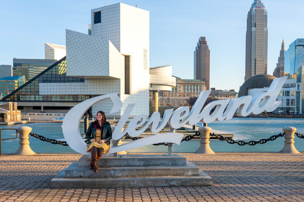 Amanda with Cleveland sign