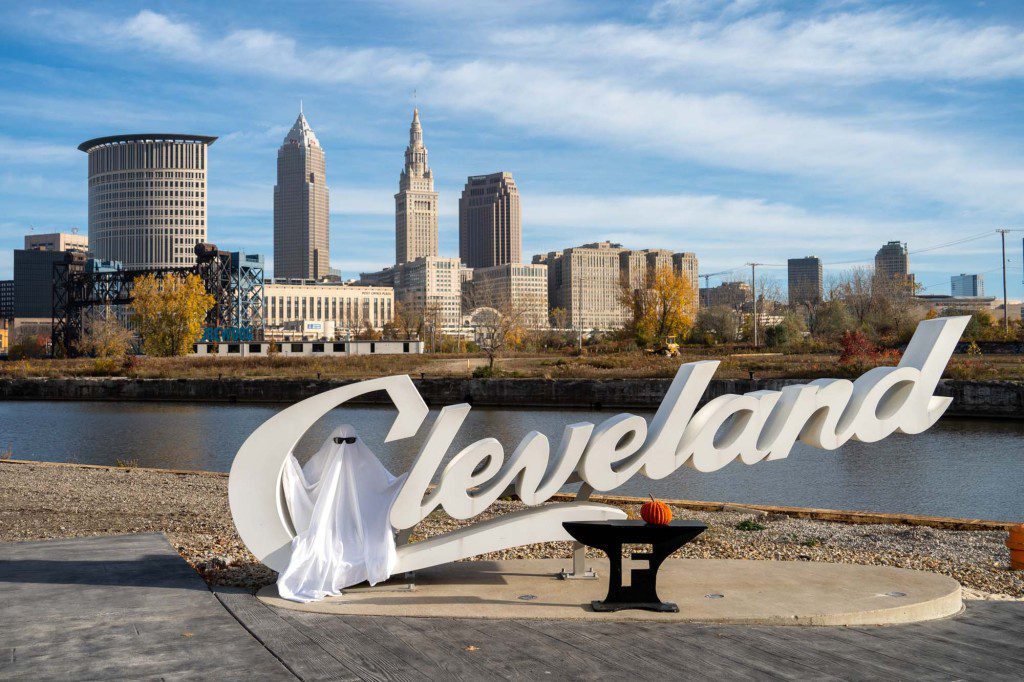 Ghost in Cleveland script sign