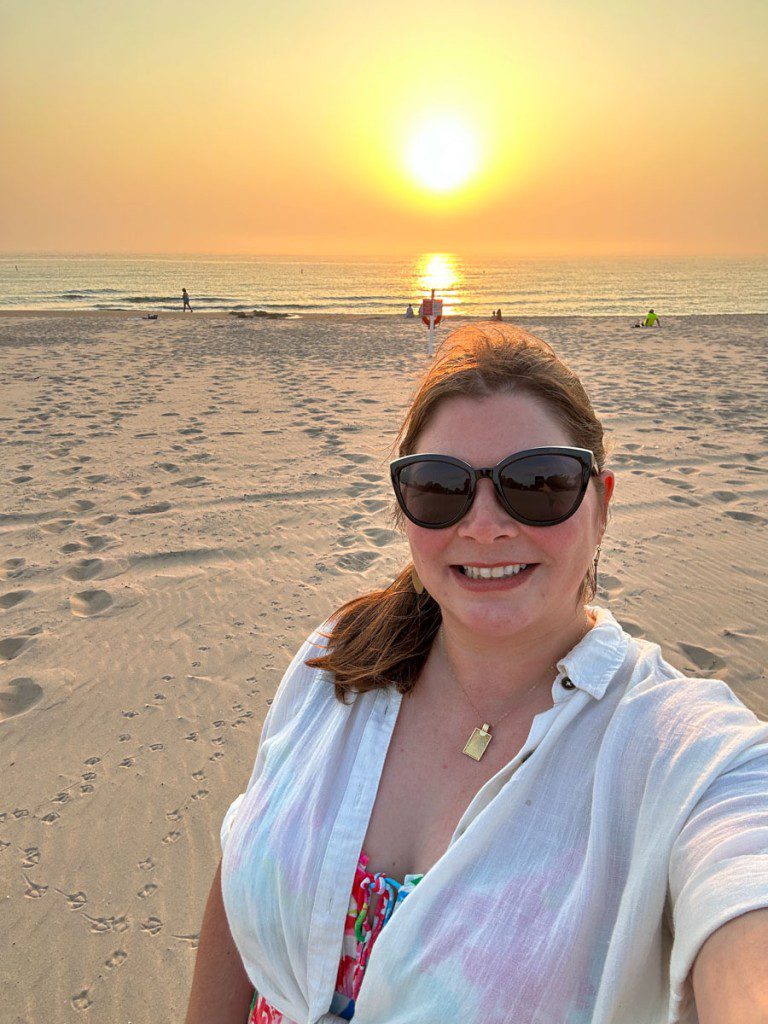 Amanda at Stearns Park Beach at sunset